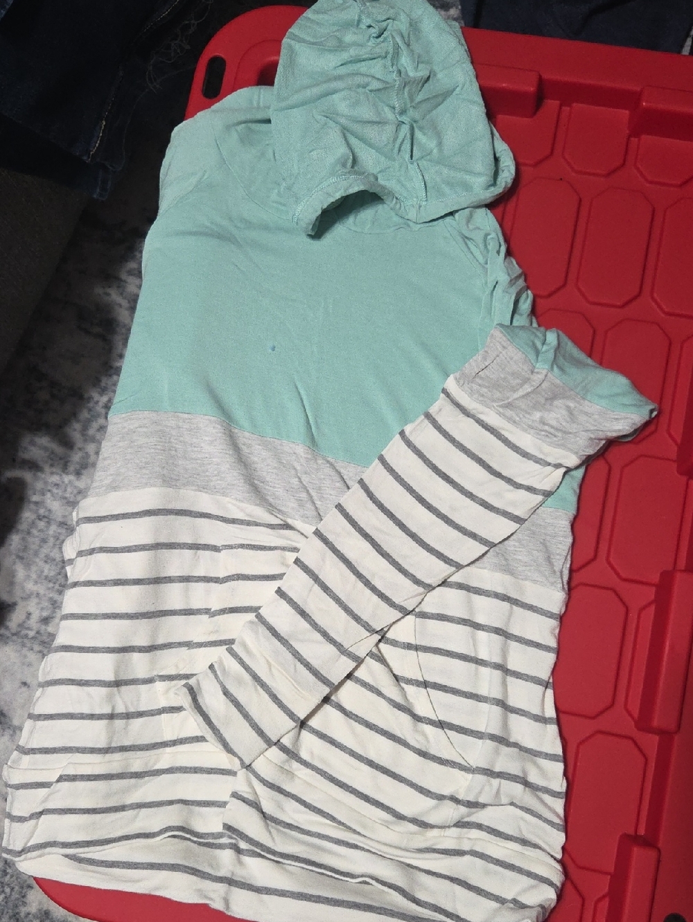 Market & Spruce Mint and White Striped Hooded Top